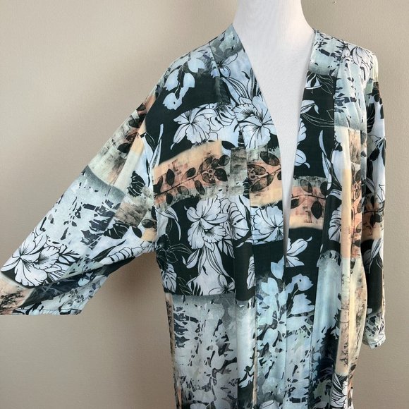 Tolani Kimono Duster Cardigan OS Grace Floral Tropical Multicolor Lightweight - Picture 3 of 10